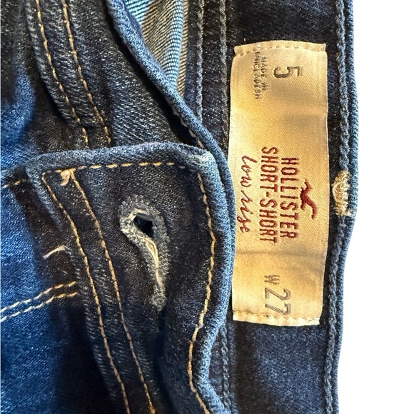 Hollister Blue Jean Shorts Distressed Raw Hem - Picture 3 of 3